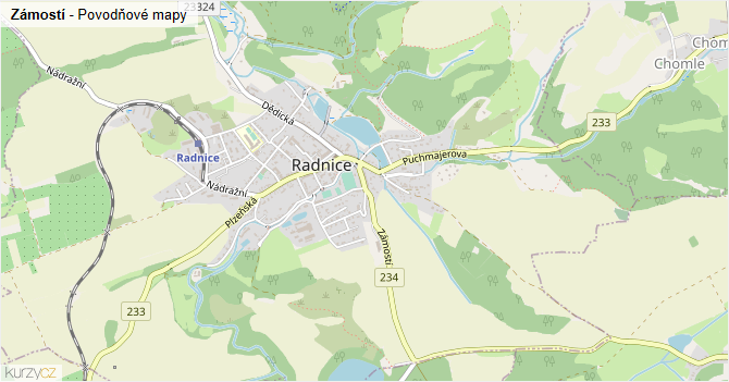 Zámostí - záplavové mapy stoleté vody