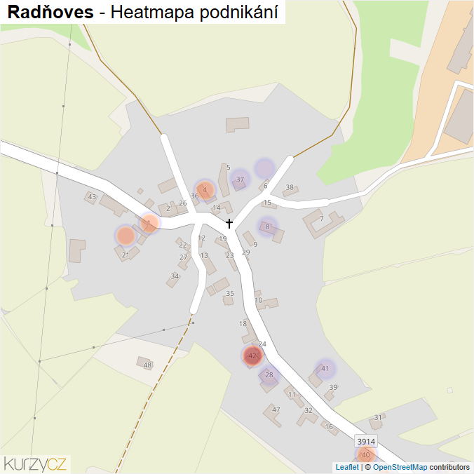Mapa Radňoves - Firmy v části obce.