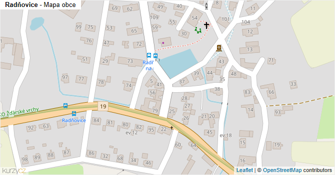 Radňovice - mapa obce