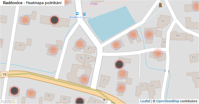 Radňovice - mapa podnikání