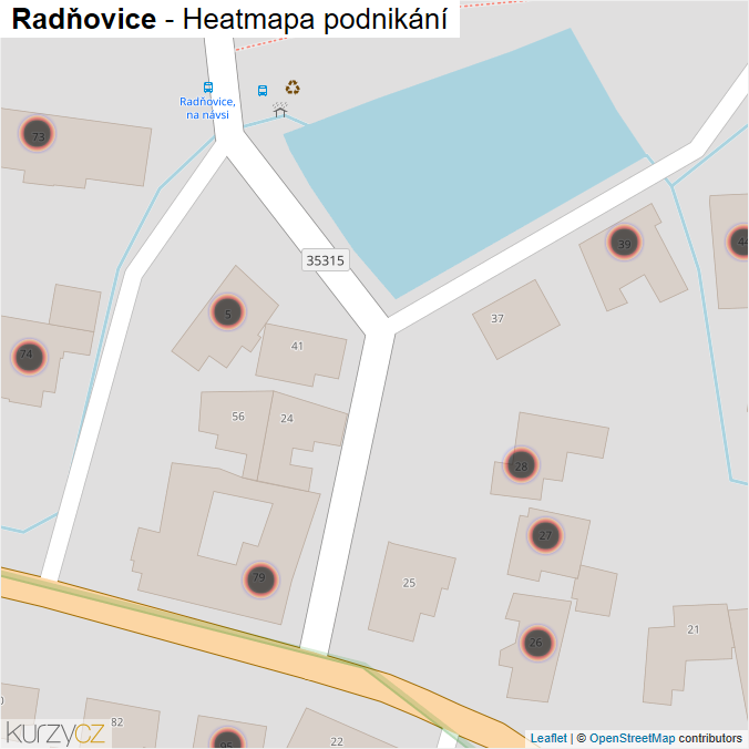 Mapa Radňovice - Firmy v obci.
