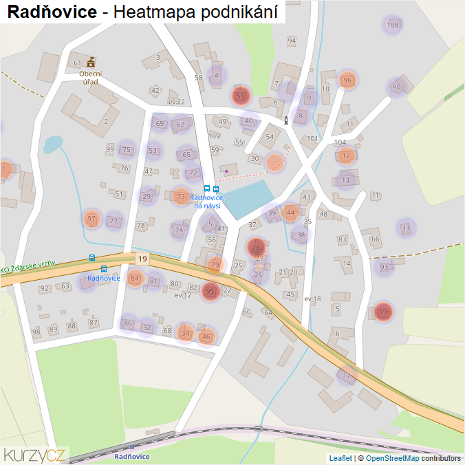 Mapa Radňovice - Firmy v části obce.