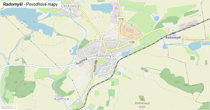 Radomyšl - záplavové mapy stoleté vody