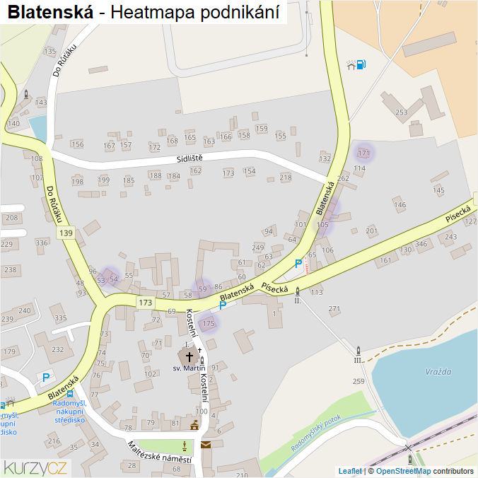Mapa Blatenská - Firmy v ulici.
