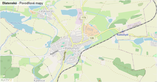 Blatenská - záplavové mapy stoleté vody