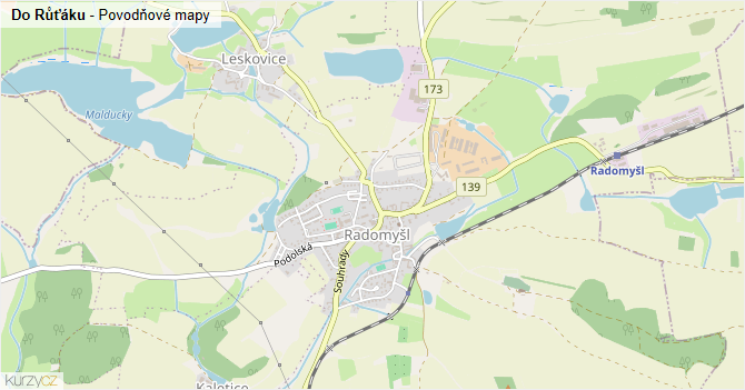 Do Růťáku - záplavové mapy stoleté vody