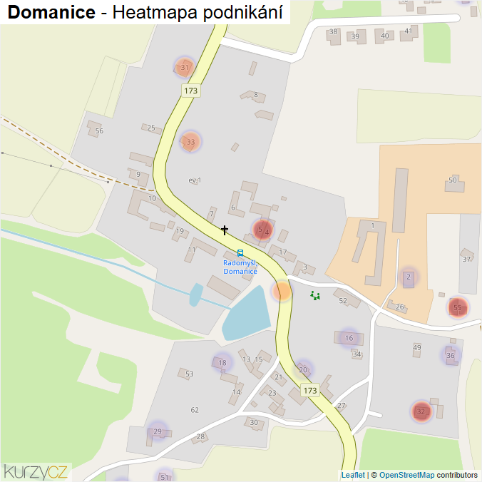 Mapa Domanice - Firmy v části obce.
