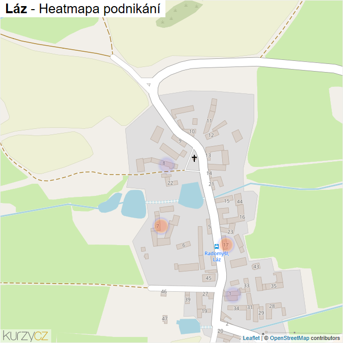 Mapa Láz - Firmy v části obce.