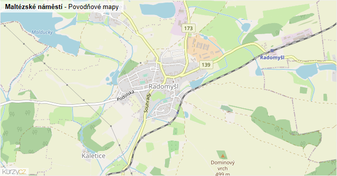 Maltézské náměstí - záplavové mapy stoleté vody