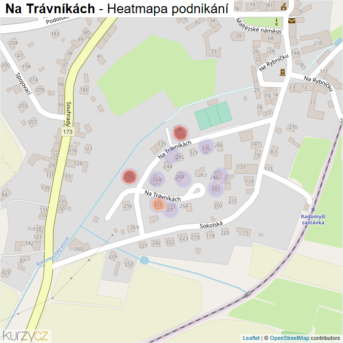 Mapa Na Trávníkách - Firmy v ulici.