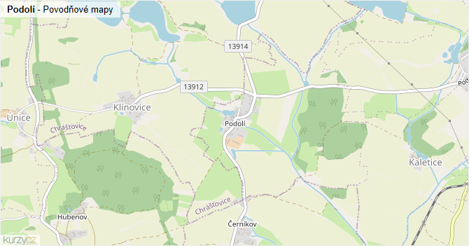 Podolí - záplavové mapy stoleté vody