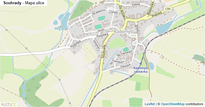 Souhrady - mapa ulice