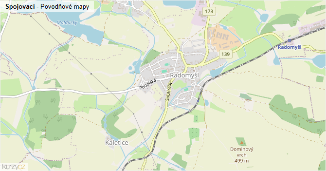 Spojovací - záplavové mapy stoleté vody