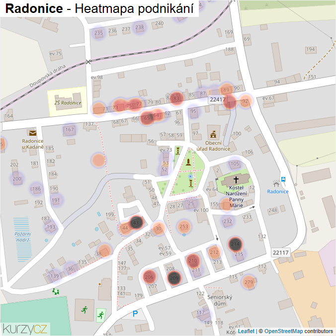 Mapa Radonice - Firmy v části obce.