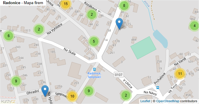 Radonice - mapa firem