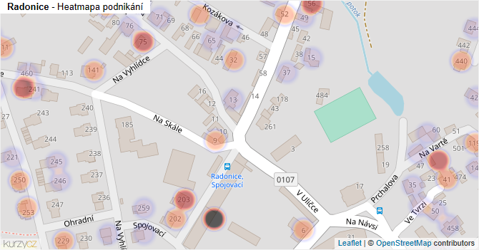Radonice - mapa podnikání