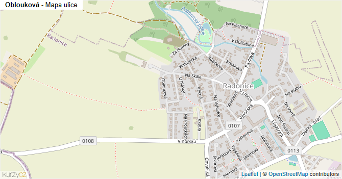 Oblouková - mapa ulice
