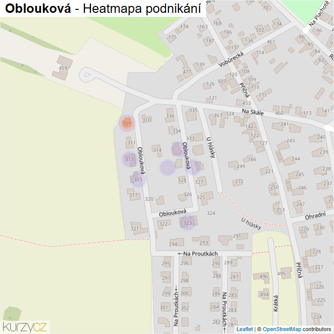 Mapa Oblouková - Firmy v ulici.