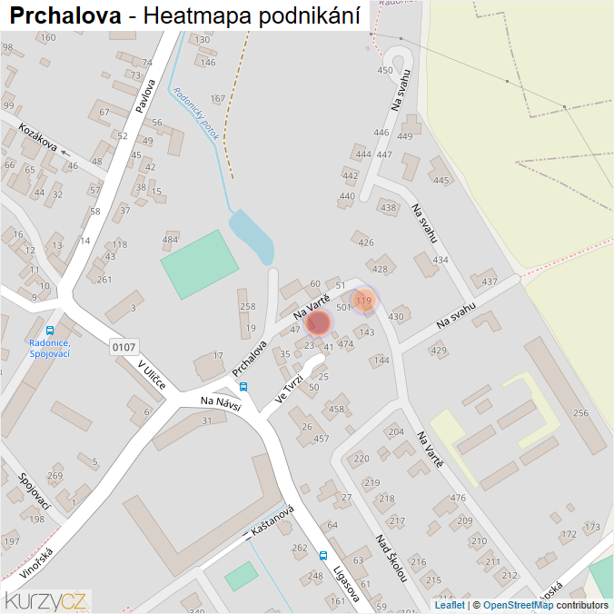 Mapa Prchalova - Firmy v ulici.
