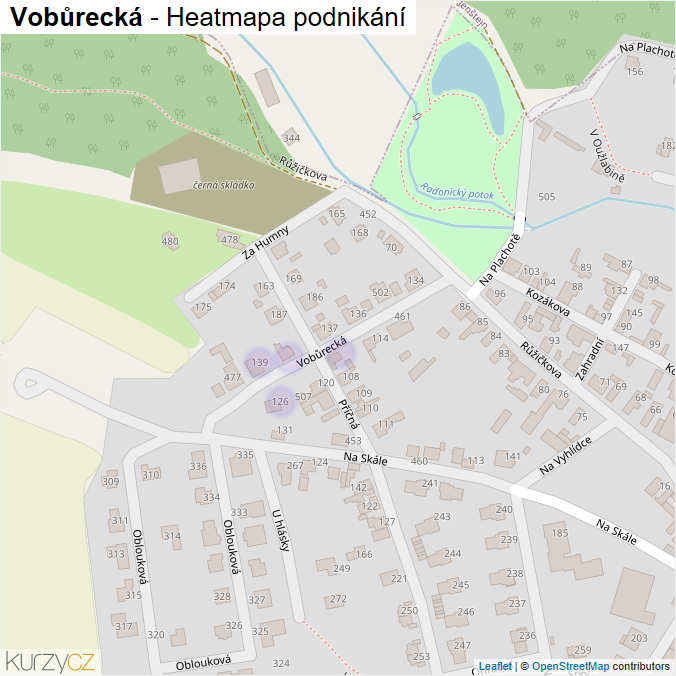 Mapa Vobůrecká - Firmy v ulici.