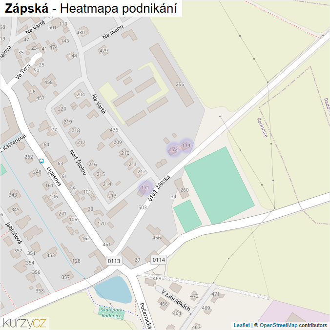 Mapa Zápská - Firmy v ulici.