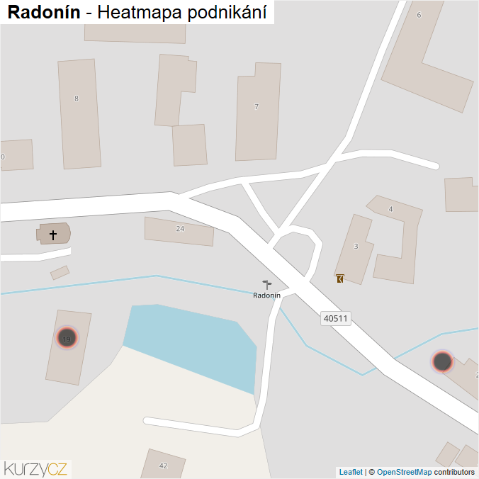 Mapa Radonín - Firmy v obci.