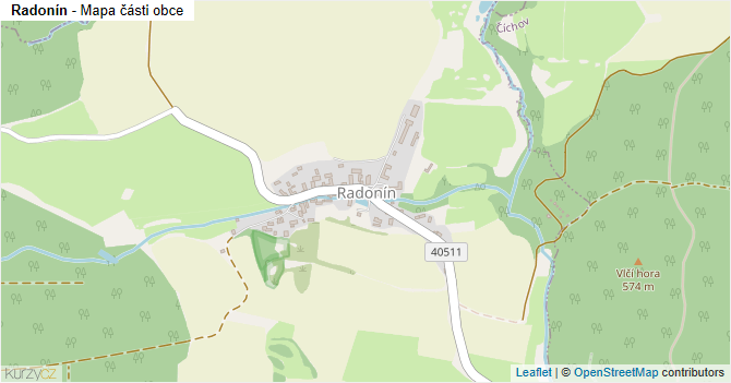 Radonín - mapa části obce