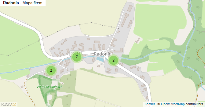 Radonín - mapa firem