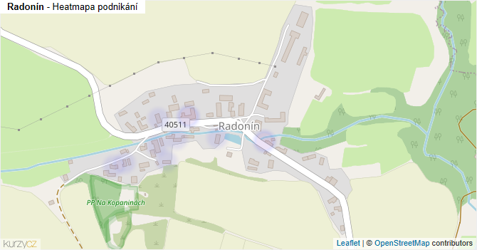 Radonín - mapa podnikání