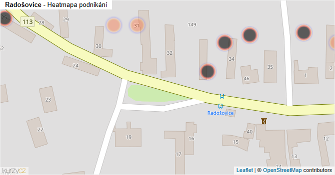 Radošovice - mapa podnikání