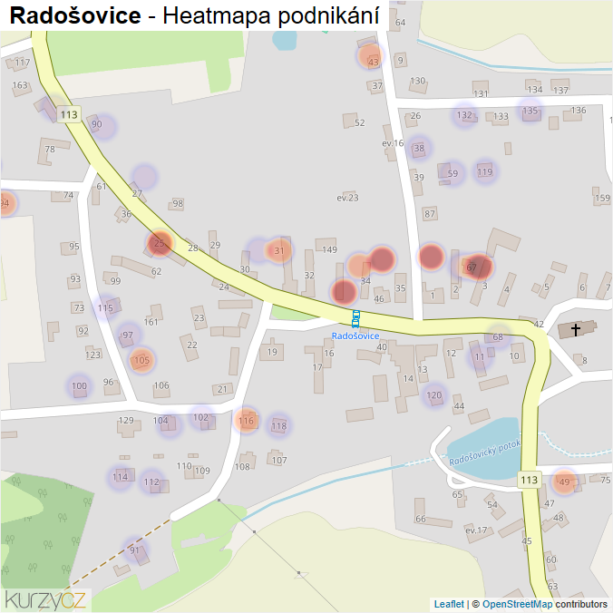 Mapa Radošovice - Firmy v části obce.