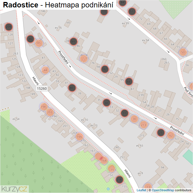 Mapa Radostice - Firmy v obci.