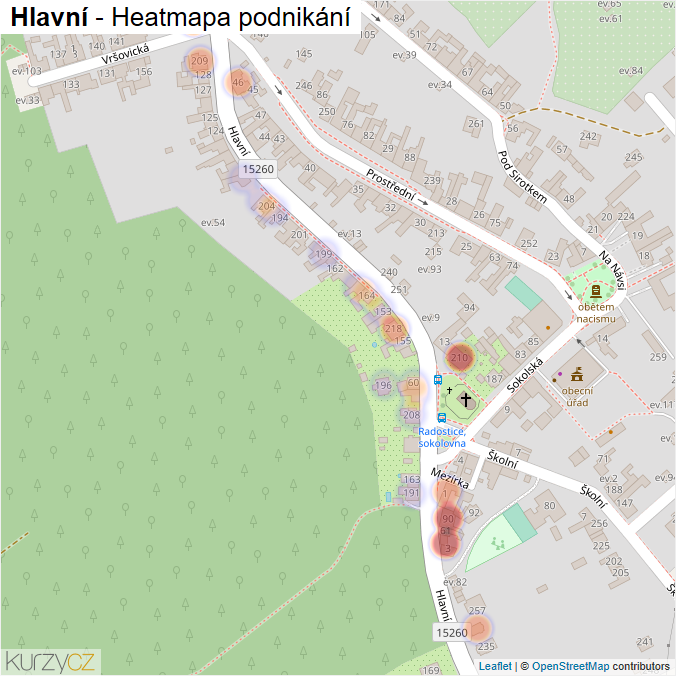 Mapa Hlavní - Firmy v ulici.