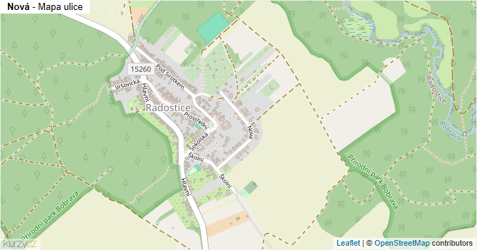 Nová - mapa ulice