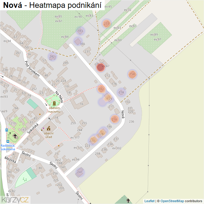 Mapa Nová - Firmy v ulici.