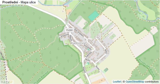 Prostřední - mapa ulice
