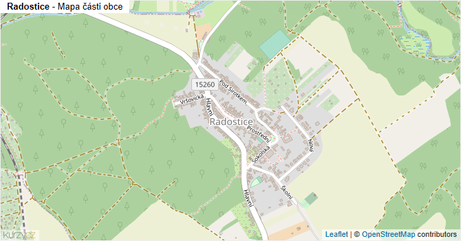 Radostice - mapa části obce