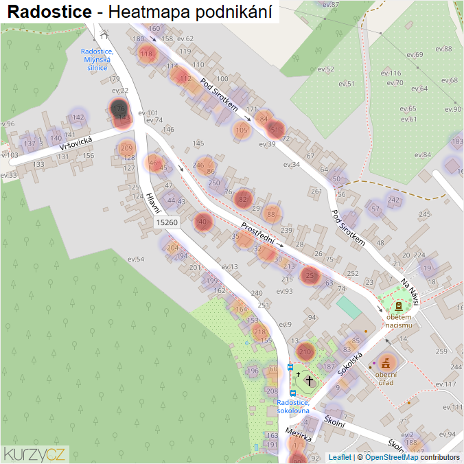 Mapa Radostice - Firmy v části obce.