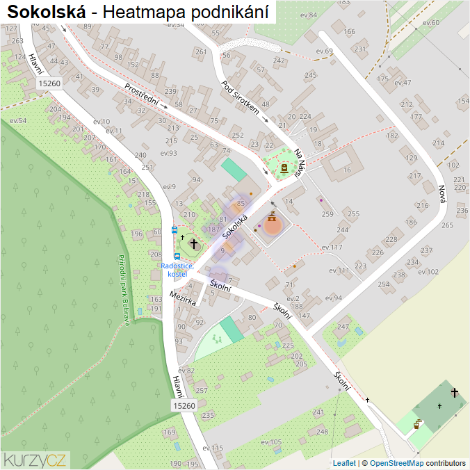 Mapa Sokolská - Firmy v ulici.