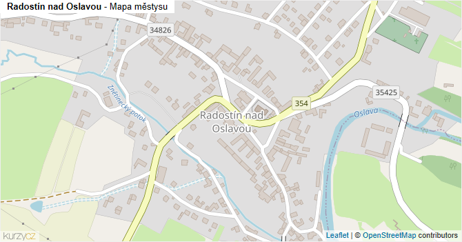 Radostín nad Oslavou - mapa městysu