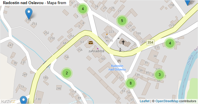 Radostín nad Oslavou - mapa firem