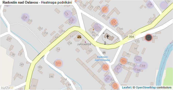 Radostín nad Oslavou - mapa podnikání