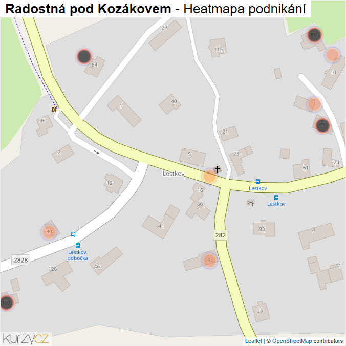 Mapa Radostná pod Kozákovem - Firmy v obci.