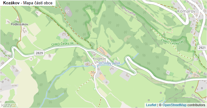 Kozákov - mapa části obce