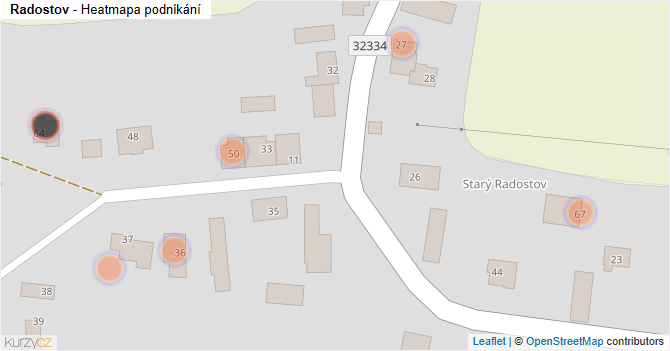 Radostov - mapa podnikání