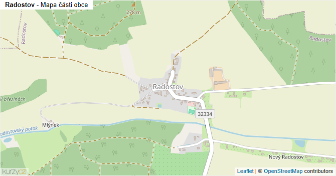 Radostov - mapa části obce