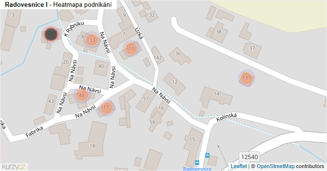 Radovesnice I - mapa podnikání