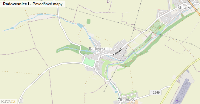 Radovesnice I - záplavové mapy stoleté vody