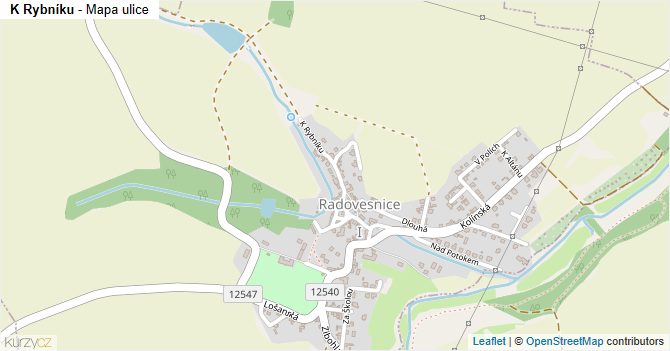 K Rybníku - mapa ulice