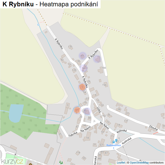 Mapa K Rybníku - Firmy v ulici.